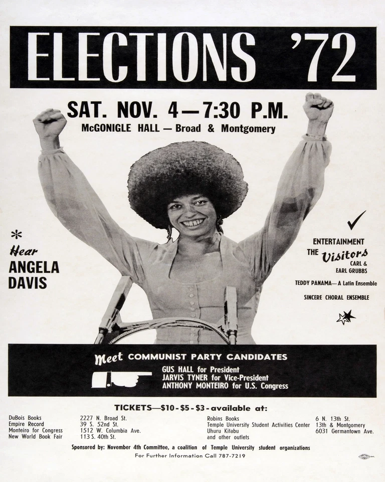 Decoration Poster.Home room art.Interior design.1972 Elections Angela Davis.7426 - Image 1 of 1