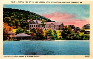 Postal de lino New Mountain Lake Hotel Virginia VA UNP - Imagen 1 de 2