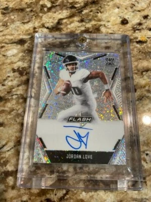 Jordan Love Flash Rookie 2020 Auto Signature BA-JL1Silver Gliter Sparkle Card - Image 1 of 2