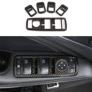For Benz GLE GLS 2016-2019 ABS Carbon Fiber Window Lock Lift Panel Frame Trim 5X - Picture 1 of 12