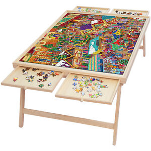 1500 Pieces Jigsaw Puzzle Board Puzzle Table with Folding Legs & Sorting Drawers