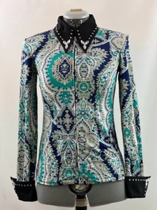 XSmall Western Show Pleasure Rail Camicia Giacca Abbigliamento Spettacolo Equitazione - Foto 1 di 5