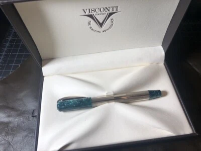 VISCONTI RINASCIMENTO STARDUST GREEN MARBLE STERLING SILVER Fountain Pen 14K M - Image 1 of 4