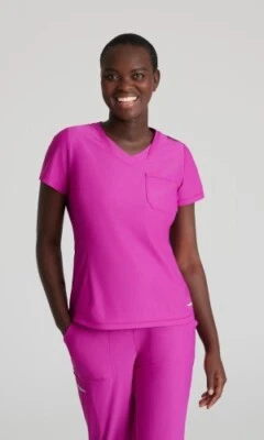 SKECHERS SLIP INS SCRUB TOP ONE POCKET IN DEEP MAGENTA, ALL SIZES, #SKT221, NWT - Image 1 of 2