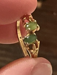 Vintage 18K Gold HGE Ring mit 2 Jade Sets Ringgröße 4,75 - Bild 1 von 10