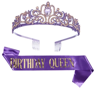 Birthday tiara, Birthday sash, Birthday party, Birthday Queen, Birthday gifts - Picture 1 of 5