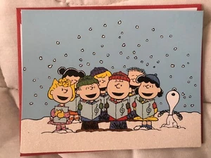 PEANUTS~Tarjeta en blanco Glitter Charlie B., Snoopy & Gang~5”X 3,5”~NUEVA~Envío rápido. - Imagen 1 de 3