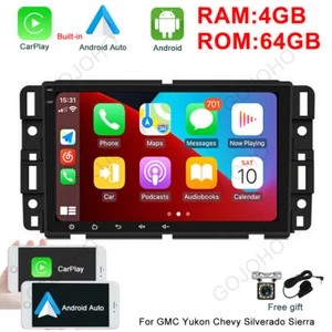 4+64GB Android For GMC Yukon Chevy Silverado Sierra GPS Radio Car Stereo Carplay - Picture 1 of 20