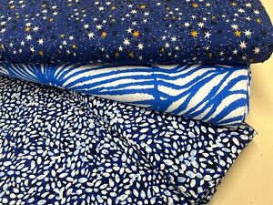 Jersey fabric 150cms wide stretch cotton viscose material cool blues designer