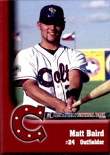 2002 San Angelo Colts Team Issue #2 Matt Baird Burlington Ontario Canada Card