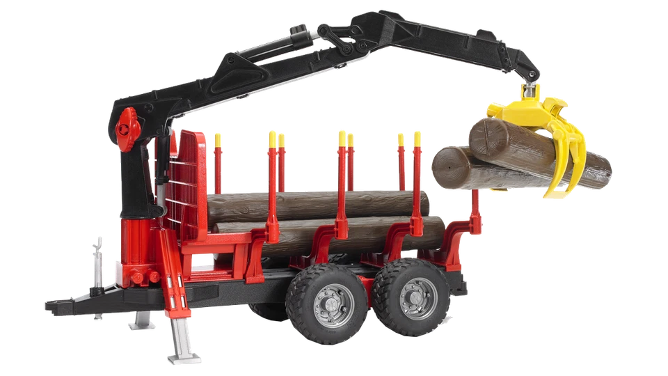 Remolque forestal Bruder #02252 con grúa, garra y 4 troncos -  Foto 1 de 1