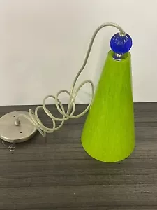 2 Thousand Degrees LIME GREEN / BLUE GLASS Spirit PENDANT LIGHT FIXTURE - Picture 1 of 11