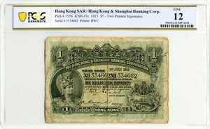1913 $1 Hong Kong & Shanghai Banking Corp. - PCGS F12 - Picture 1 of 2