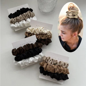 3Pcs/Set Silk Satin Small Scrunchies Ponytail Hair Ties Hair Rope Rubber Band 。 - Picture 1 of 17