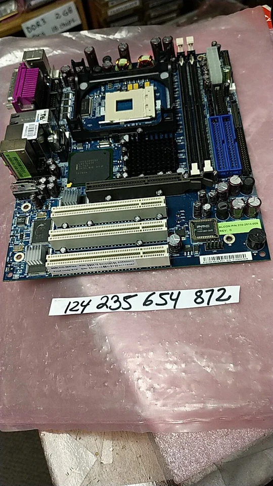 ALCON  FlexATX Motherboard 886LCD-M/FLEX PART NO: 210-2513-005 REV C  SOCKET 479 - Image 1 of 1