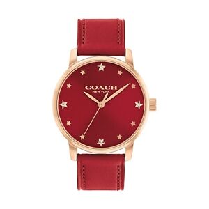 Coach Grand Rose Gold Red Dial & Red Leather Strap Woman's Watch 14504073