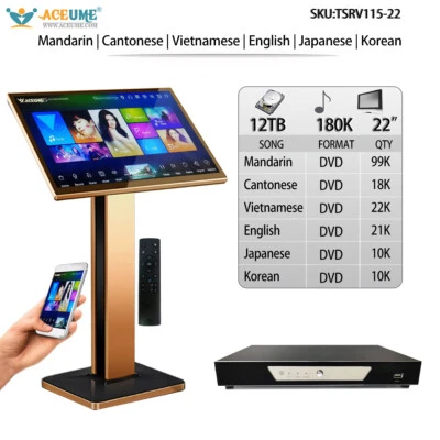 12TB HDD 180K MandarinVietnamese English Songs 22"Touch Screen Karaoke Player - Image 1 of 4