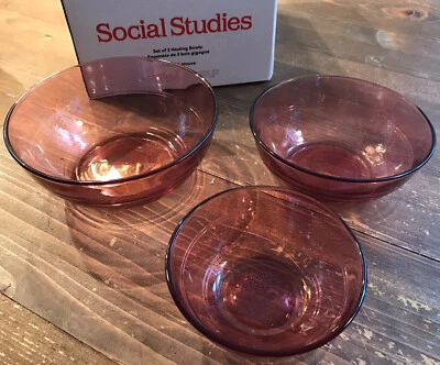 Social Studies Set of 3 Mauve Nesting Bowls 5.5”, 4.75”, 4” Diameter - Image 1 of 4