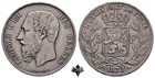 BELGIEN 5 francs 1872 SILVER Silbermünze Franken Leopold II Belgium