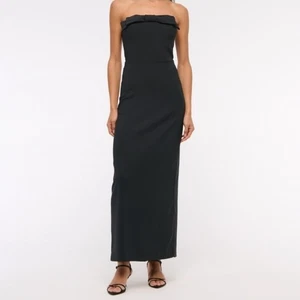 Abercrombie & Fitch Columns Bow Front Strapless Formal Dress Black Sz XSP NEW - Picture 1 of 15