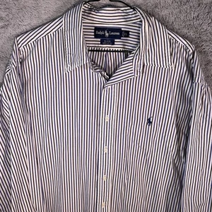 Camisa Ralph Lauren Blaire Para Hombre XL Azul Negro Rayas Calce Clásico Abotonada - Imagen 1 de 7