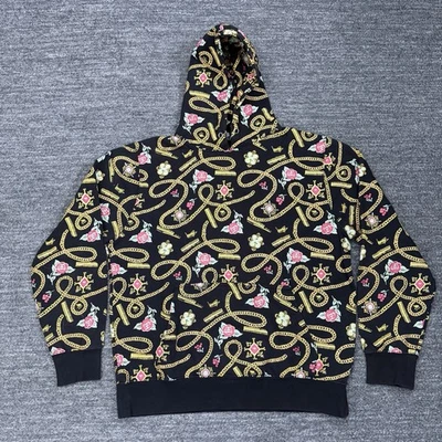 Moletom com capuz Stussy dourado estampa corrente masculino grande rosa floral skatista hip hop - Imagem 1 de 4