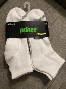 Prince weiß 6 Paar Viertel alle Sportsocken Herren Schuhgröße 6-12 neu mit Etikett - Bild 1 von 2