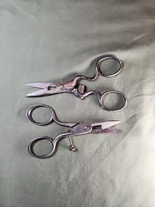 Lot 2 Pair Vintage Button Buttonhole Scissors Germany Hecht Jordan 4" 4.5" - Picture 1 of 11
