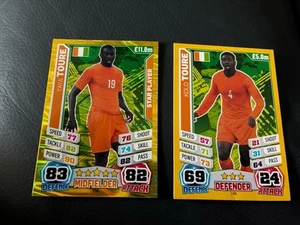 YAYA TOURE STAR PLAYER & KOLO TOURE TOPPS MATCH ATTAX 2014 WORLD CUP - Picture 1 of 2