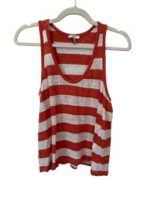 Joie Linen Tank Top Size Small Striped Sleeveless Scoop Neck Red White Summer - Image 1 of 4