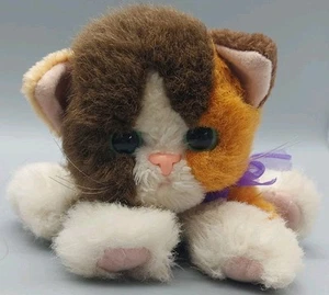 Tyco Vintage Kitty Kitty Kittens Plush Rattle Purring Calico Kitten 6" X 10" - Picture 1 of 5