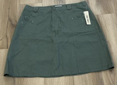 Falda para mujer CHEROKEE línea A bolsillos botones salvia cremallera plana frontal talla 18 nueva con etiquetas Foto 1 de 4