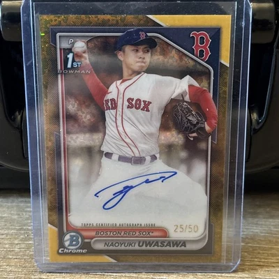 2024 1st Bowman Chrome Autographs Naoyuki Uwasawa 💥25/50💥 #CPA-NU (AU, RC) - Image 1 of 4