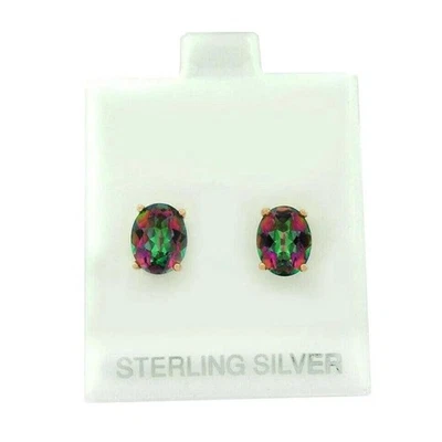 MYSTIC TOPAZ 5.78 CTS STUD EARRINGS .925 ROSE STERLING SILVER - Image 1 of 3