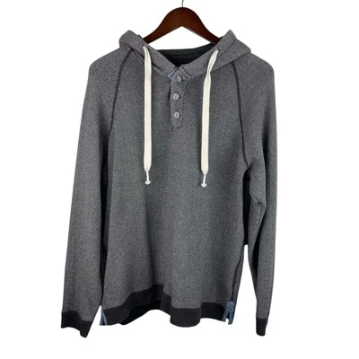 Carbon2Cobalt 大号灰色印花纽扣领连帽重型运动衫学院风 — 第 1/4 张图片