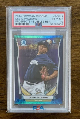 Refrator Devin Williams 💎 PSA 10 - 2014 Bowman Chrome bolha #/99 - YANKEES - Imagem 1 de 2