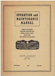 HARLEY DAVIDSON 42 WLA SOLO & SERVICAR 1940-52 BETRIEBSANLEITUNG *REPRO* - Bild 1 von 1