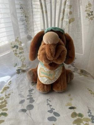 Ganz Bros 1981 Wrinkles The Dog Plush with Baby Bib Stuffed Animal Puppy Dog - image 1 of 4