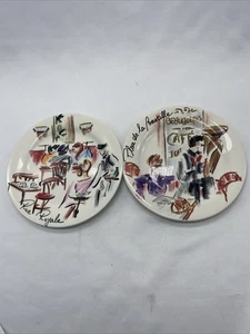 Set Of 2 Notre Dame Faiencerie De Gien, Joli Paris - Dessert Or Bread Plates - Picture 1 of 9