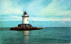 Postkarte Saybrook Point Connecticut äußerer Leuchtturm inneres Licht im Hintergrund - Bild 1 von 2