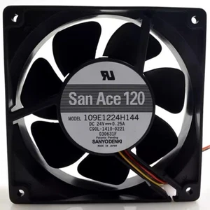 Sanyo 109E1224H144 12038 24V 0.25A 12CM 3-Wire Dual Ball Cooling Fan - Picture 1 of 2