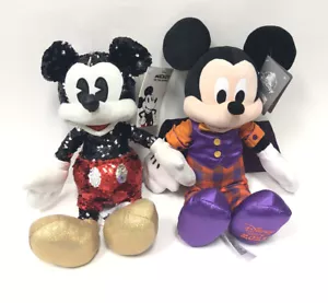 Set of 2 Disney Mickey Mouse Reversible Sequin Plush and Halloween 2021 New 15” - Picture 1 of 4