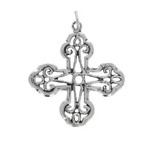 Charm in argento sterling, ciondolo croce antica, anello salto aperto attaccato, ciondolo 29 mm, - Foto 1 di 2