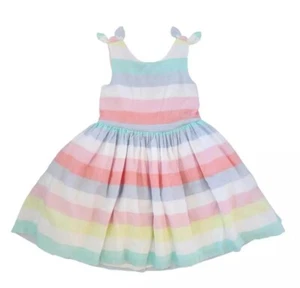 Joules Girl's Twirly Spring Striped Linen-Blend Dress / Size 7 - Picture 1 of 9