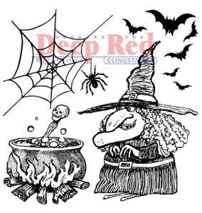 Deep Red Stamps Witches Brew Rubber Cling Stamp - Picture 1 of 3