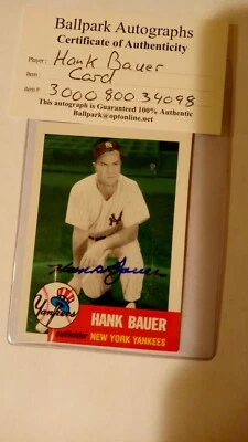 Как новый с автографом cert.Hank Bauer Topps архивы 1953 карта - Изображение 1 из 4