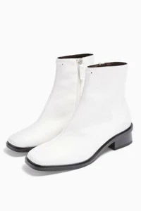 TopShop Womens Considered Valley Vegan Elegant White Ankle Boots EU 38 US 7.5 - Picture 1 of 3