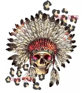 Sublimation Print Native American Skull Ready To Press Heat Transfer - Picture 1 of 1