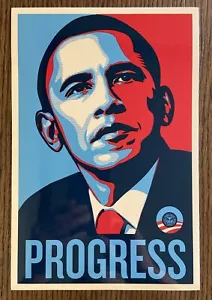 Authentic Shepard Fairey OBEY 2008 Barack Obama PROGRESS Campaign Sticker 10” - Picture 1 of 5