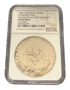 Guatemala 1908 Silber Unabhängigkeit Proklamation Medaille NGC AU Details - Bild 1 von 2